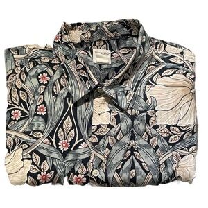 Morris & Co Shirt men Large Floral Flowers All Over Print H&M Casual Lightweight